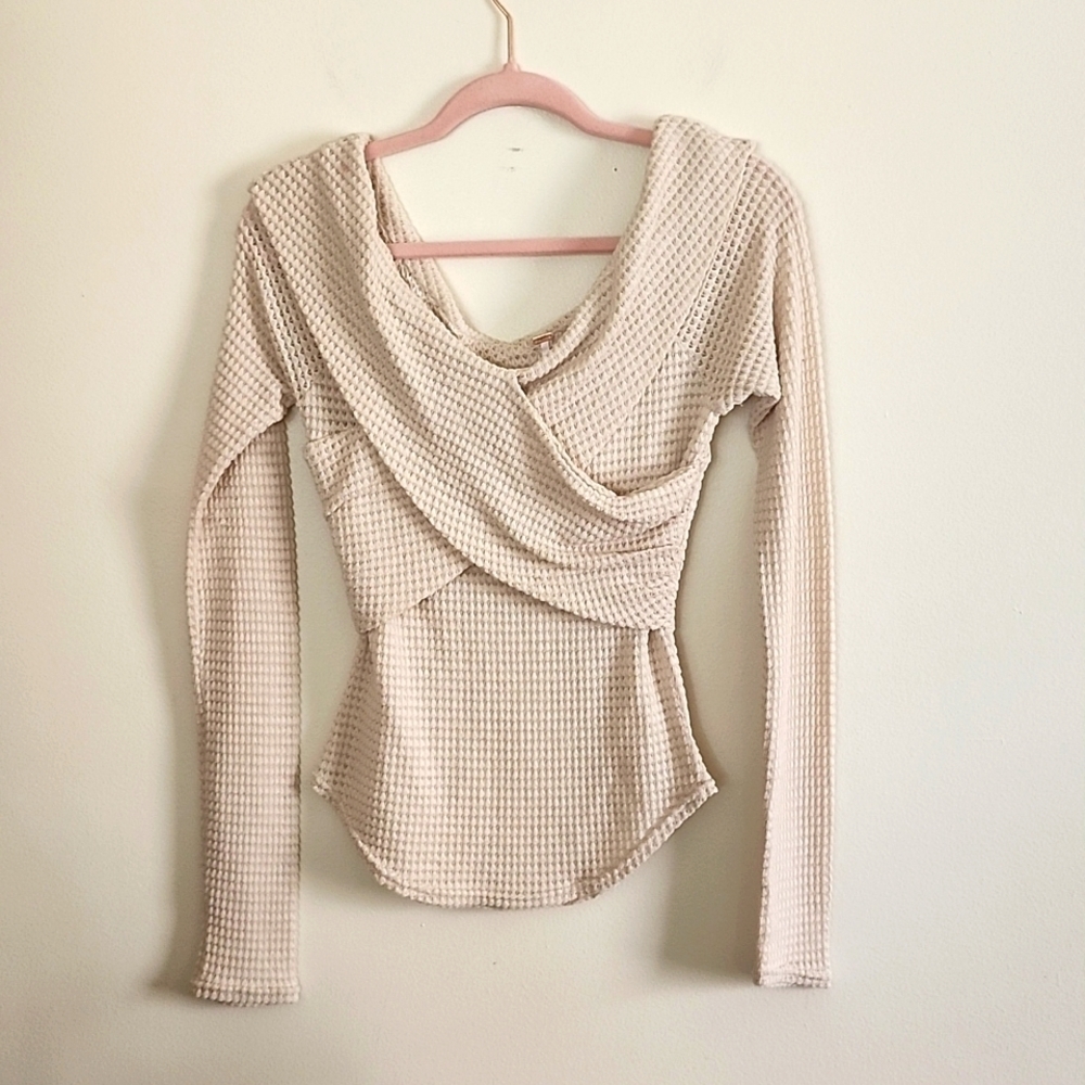 Free People Marley off shoulder cross front long sleeve top